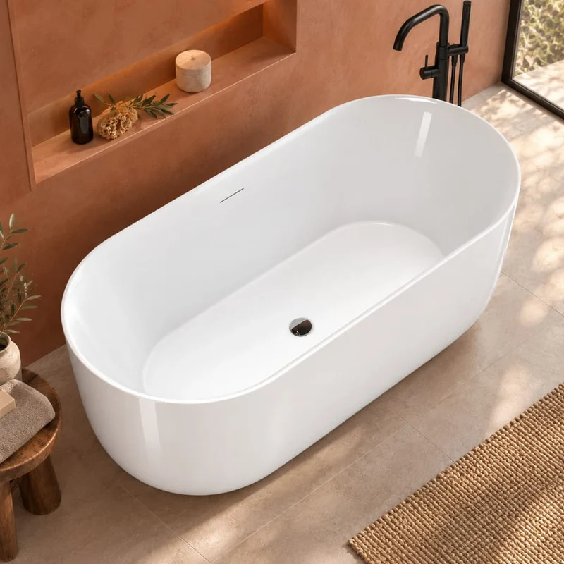 Freistehende Badewanne MADEIRA weiß glänzend