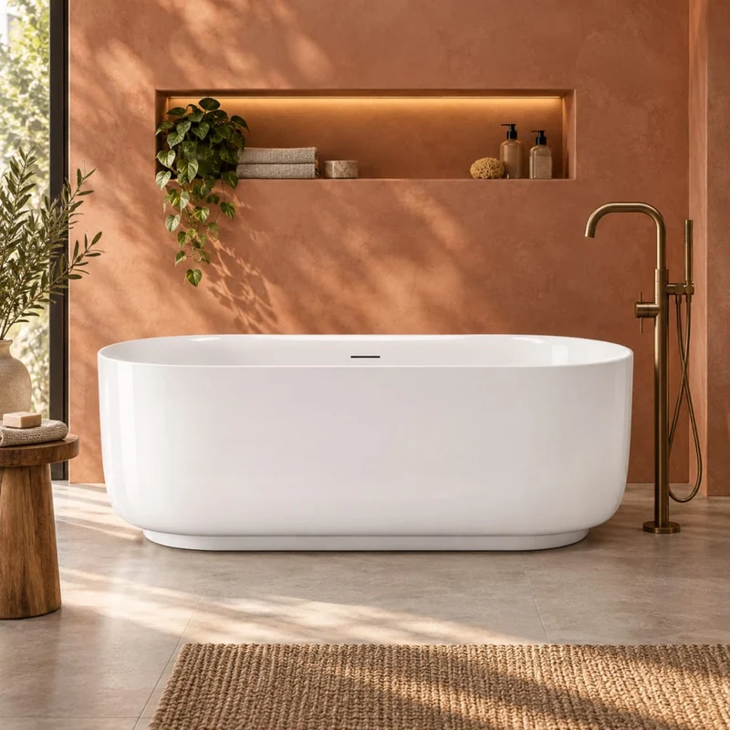 Freistehende Badewanne MADEIRA weiß glänzend