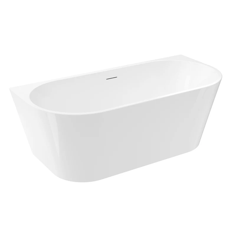 Halb Freistehende Badewanne MALAGA weiß glänzend