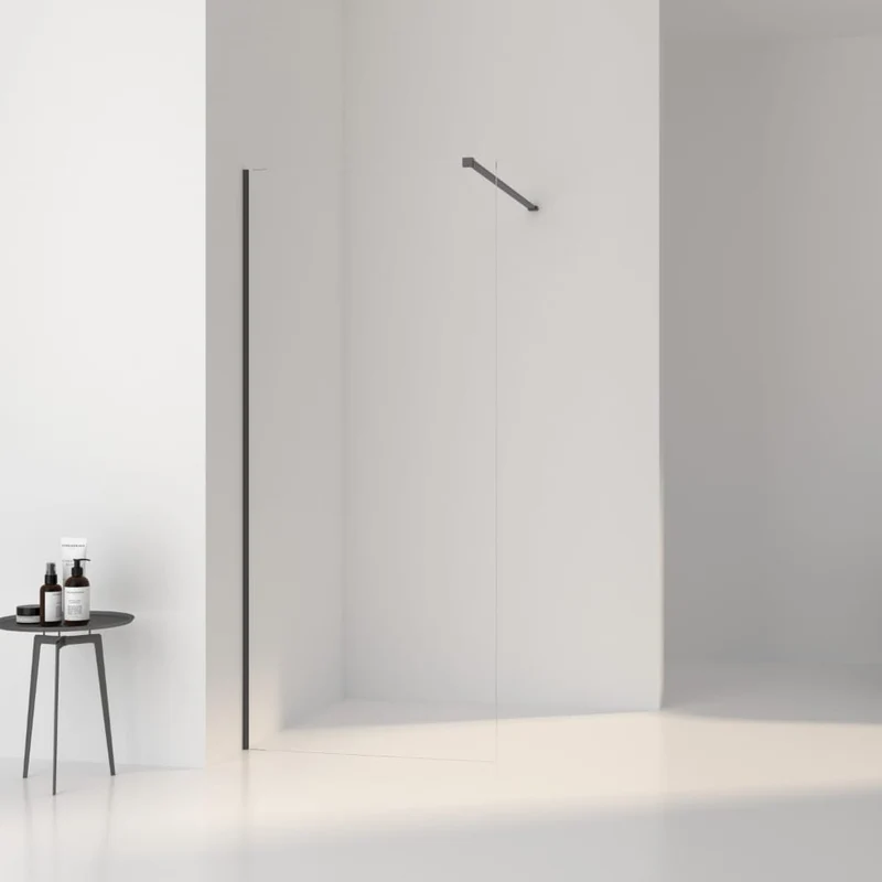 Walk In Duschwand VENLO Gun Metal - Glas 8 mm