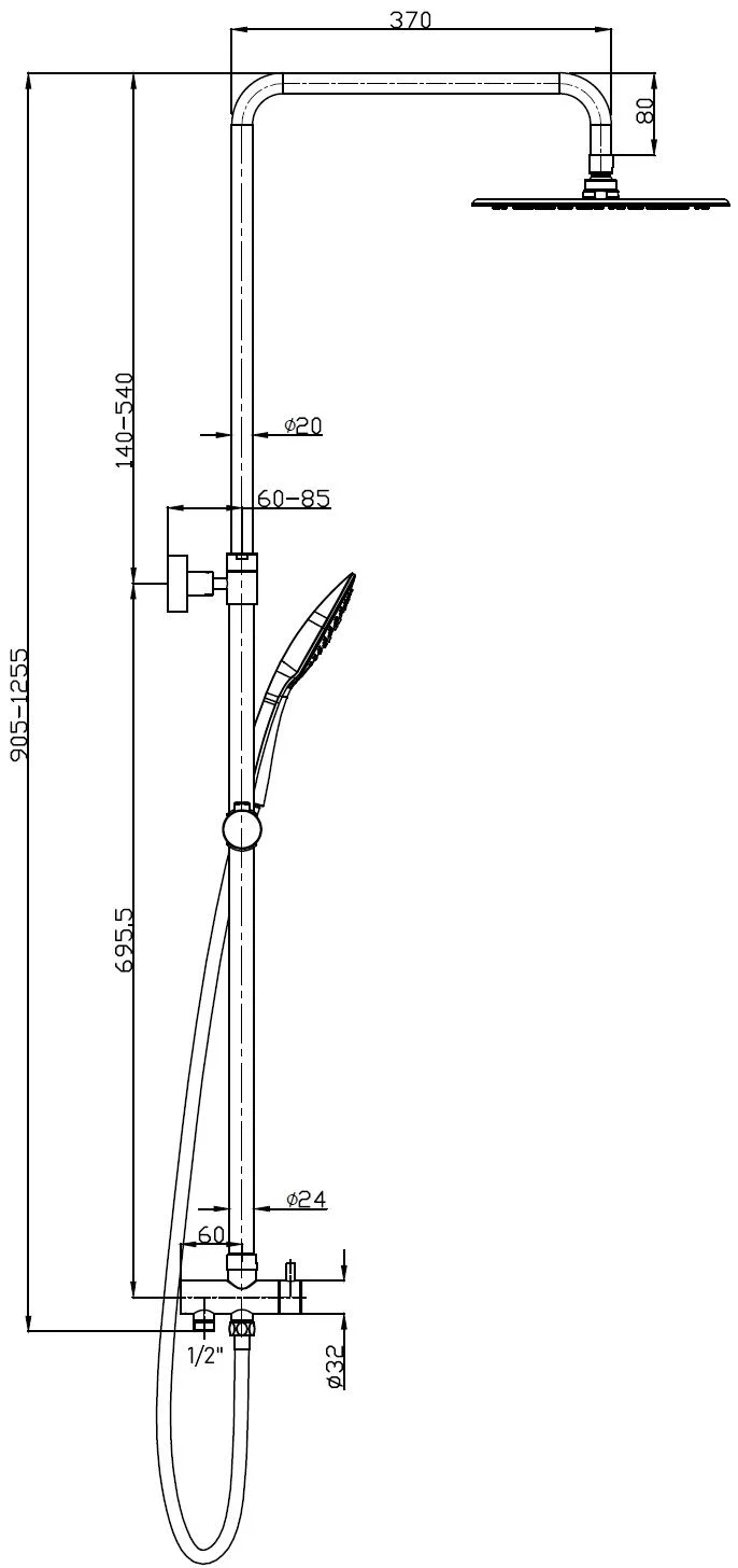 FORMAT Pro 2.0 Duschsystem mit Umsteller, Kopf- und Handbrause, verchromt, Art.Nr. 248582