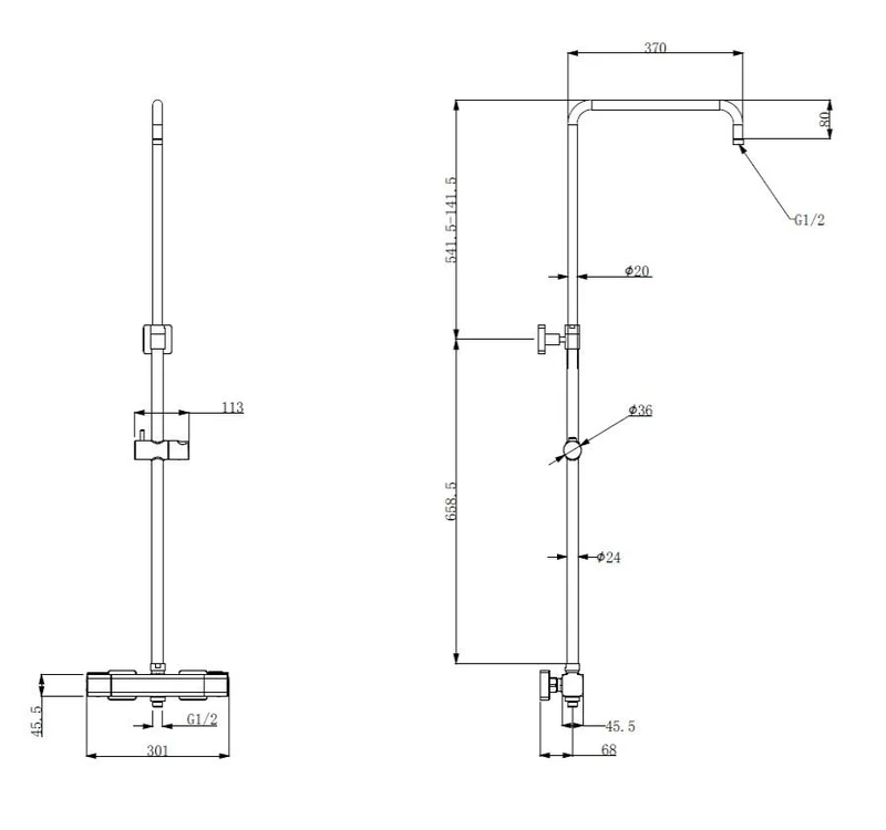 FORMAT Design 2.0 Duschsystem mit Kopf-/Handbrause und Aufputz-Thermostat, verchromt, Art.Nr. 261424