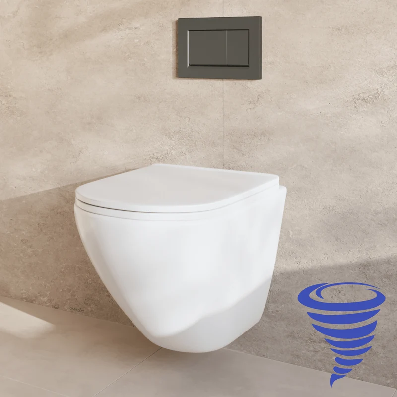 Hangtoilet met Inbouwreservoir - Rond Wit - Drukplaat Vierkant Gunmetal - Linea