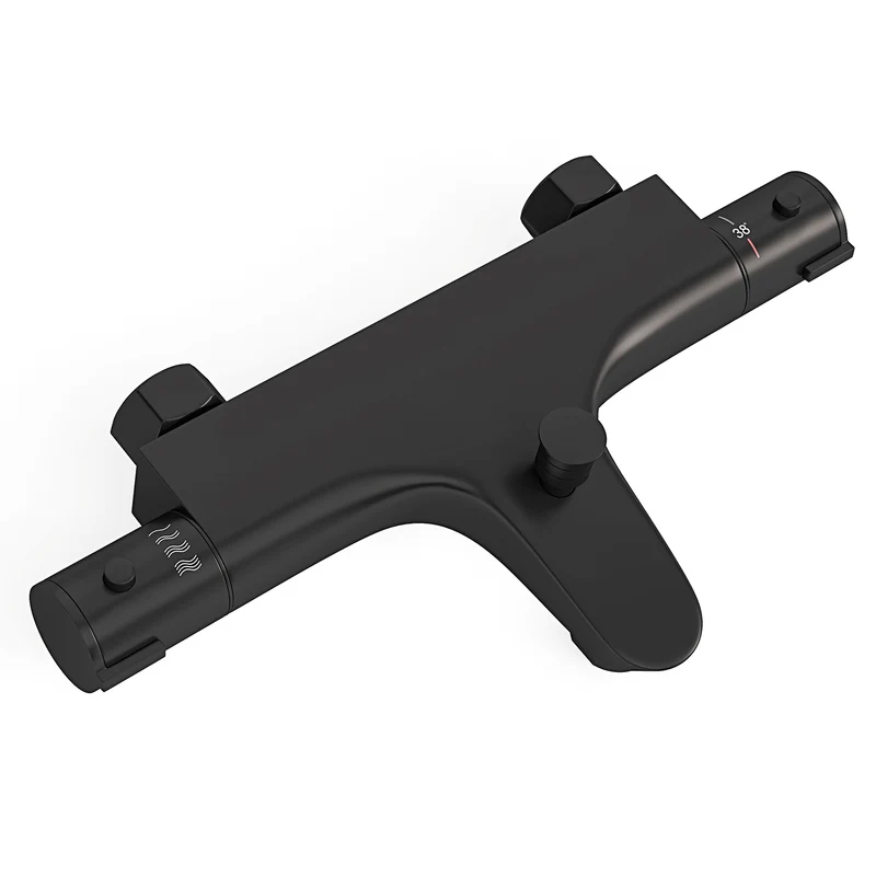 Thermostatische badkraan Mat Zwart - 15cm