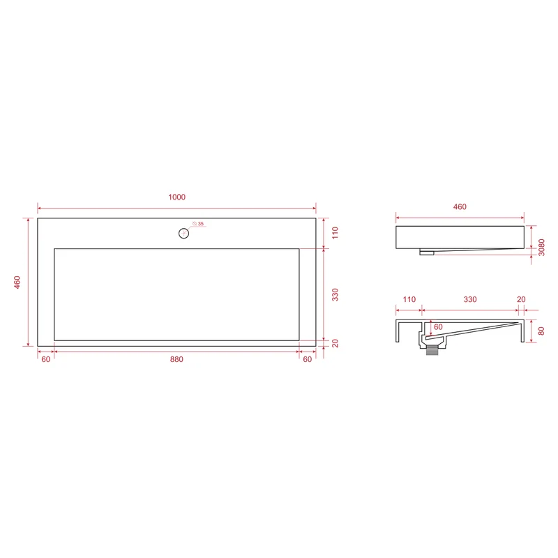 AZURO Glanzend Wit - Wastafel Wit - Met Kolomkast - 100cm