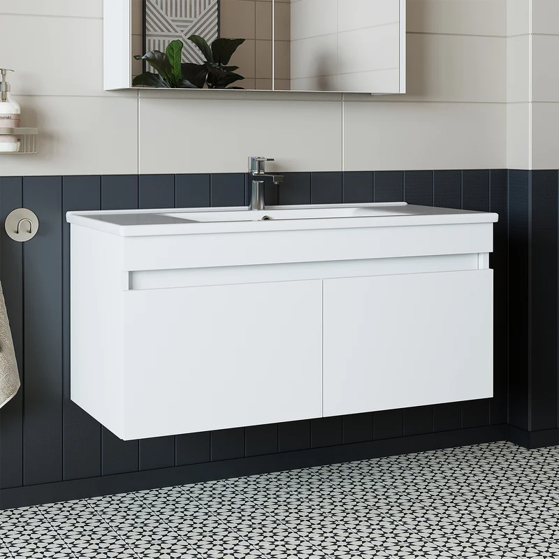Roomart 4-teiliges Badmöbel-Set ATRIA, 100 cm, mit Spiegelschrank und Hochschrank, in 4 Farben