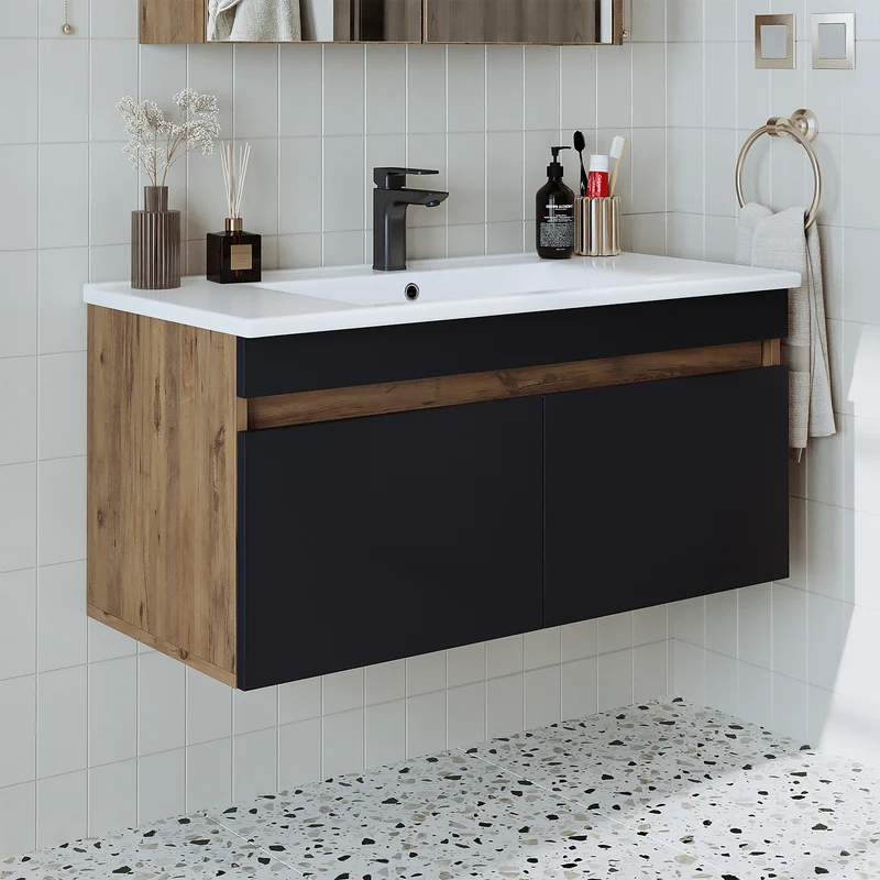 Roomart 4-teiliges Badmöbel-Set ATRIA, 100 cm, mit Spiegelschrank und Hochschrank, in 4 Farben