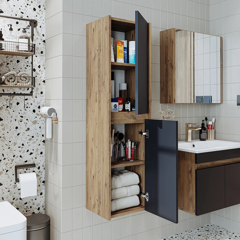 Roomart 4-teiliges Badmöbel-Set ATRIA, 85 cm, mit Spiegelschrank und Hochschrank, in 4 Farben