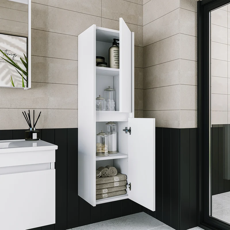 Roomart 4-teiliges Badmöbel-Set ATRIA, 85 cm, mit Spiegelschrank und Hochschrank, in 4 Farben