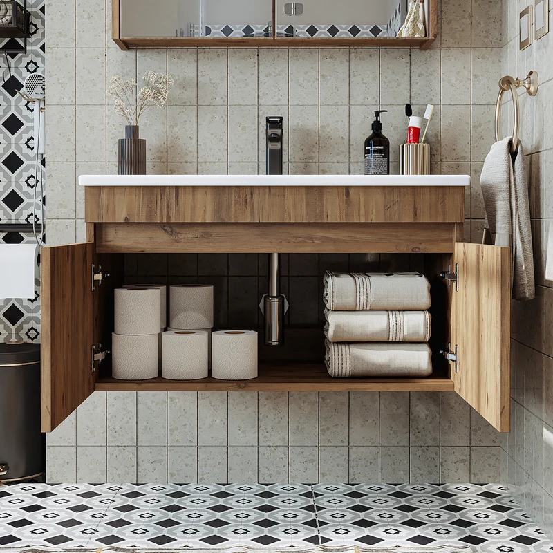 Roomart 4-teiliges Badmöbel-Set ATRIA, 85 cm, mit Spiegelschrank und Hochschrank, in 4 Farben