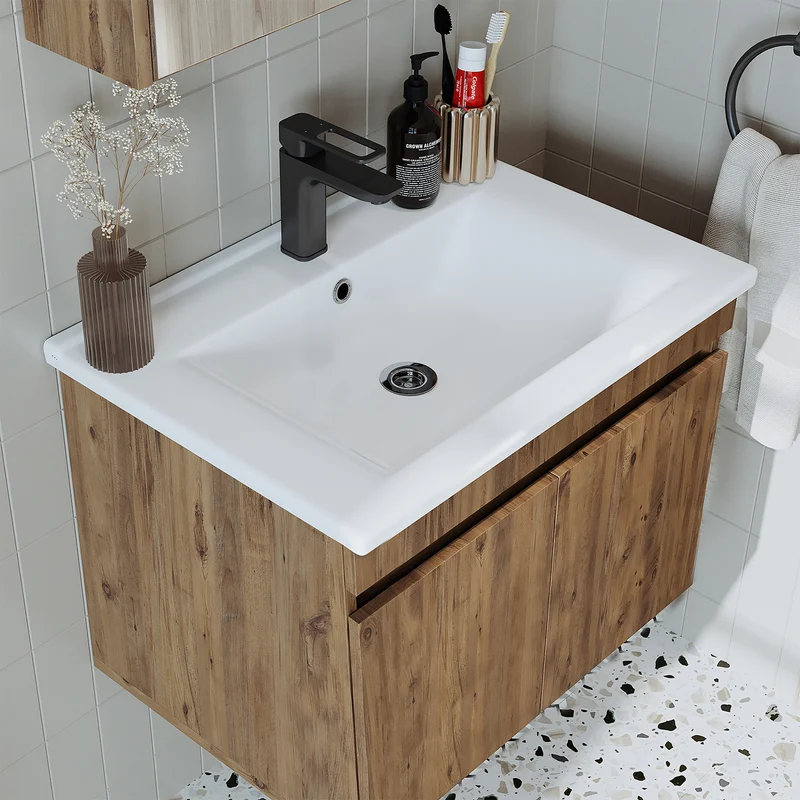 Roomart 4-teiliges Badmöbel-Set ATRIA, 65 cm, mit Spiegelschrank und Hochschrank, in 4 Farben
