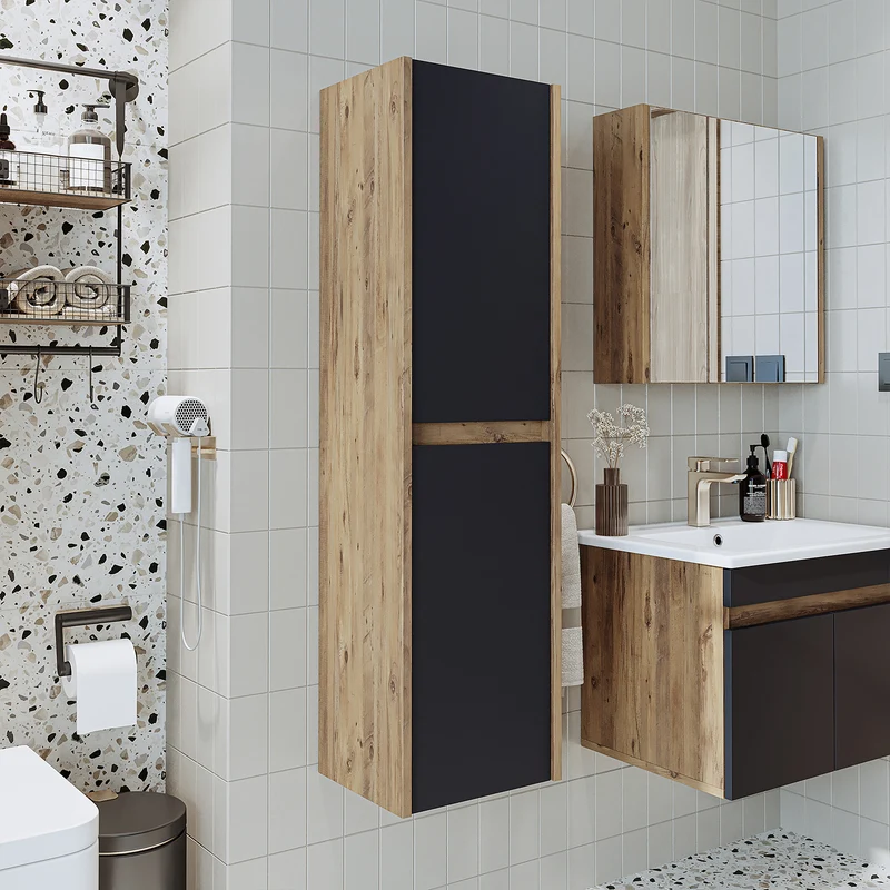 Roomart 4-teiliges Badmöbel-Set ATLANTIC, 100 cm, mit Spiegelschrank und Hochschrank, in 5 Farben