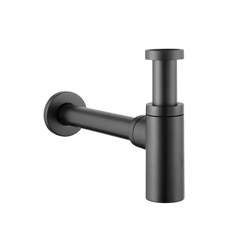 Design-Siphon 1 1/4 Zoll für Waschtisch, rund oder eckig, Chrom oder Schwarz