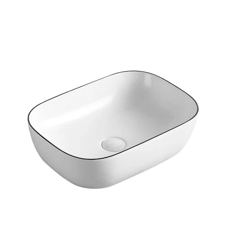 Sonderangebot Aufsatzwaschbecken aus glasierter Keramik CUARTO 45,5x32,5 cm - weiß/schwarz