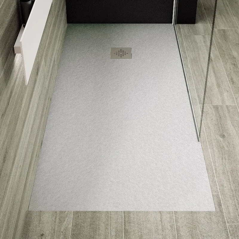 Sonderangebot Mineralguss-Duschwanne extra flach PURE, Schieferoptik, grau 90x120cm