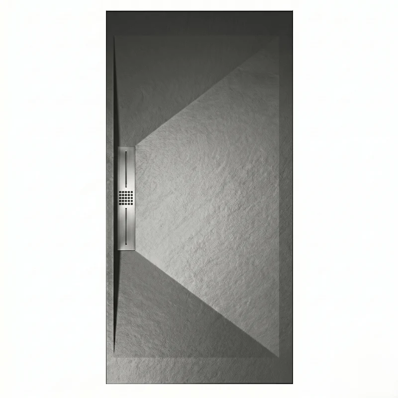 Sonderangebot Mineralguss-Duschwanne extra flach EDIS, Schieferoptik, ANTHRAZIT 90x110 cm