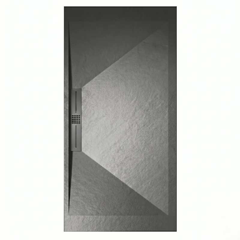 Sonderangebot Mineralguss-Duschwanne extra flach EDIS, Schieferoptik, ANTHRAZIT 90x110 cm