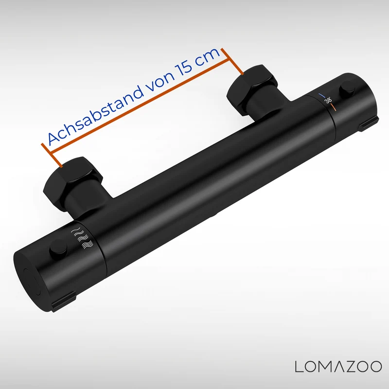 Thermostatische douchekraan Mat Zwart - 15cm