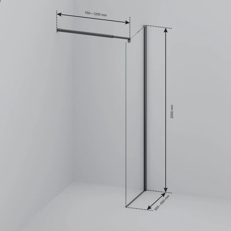 Douchewand Lima 60 x 200 cm - Chroom - Nano Coating