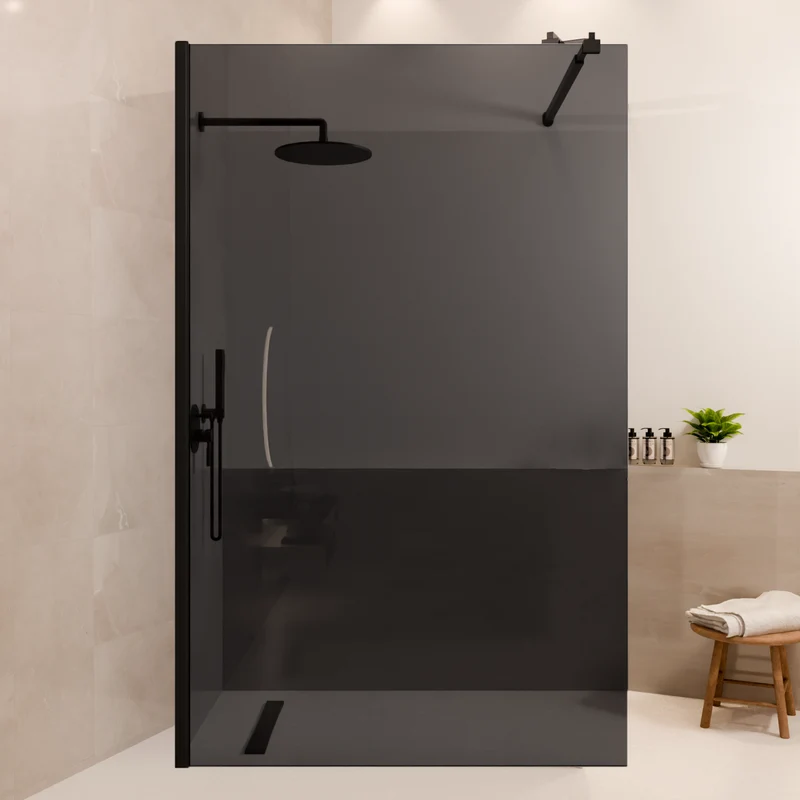 Douchewand Lima 120 x 200 cm - Zwart - Rookglas Nano Coating