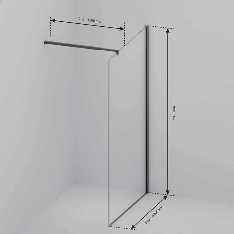 Douchewand Lima 120 x 200 cm - Zwart - Rookglas Nano Coating