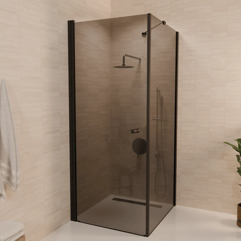 Douchecabine Medellin 90 x 90 x 200 cm - Zwart - Rookglas - Nano Coating - Draaideur