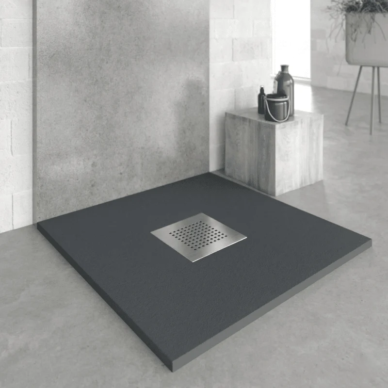 Mineralguss-Duschwanne extra flach SLATE, Schieferoptik, Anthrazit