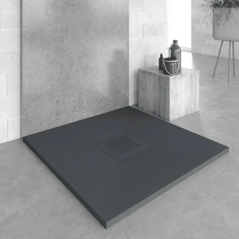Mineralguss-Duschwanne extra flach SLATE, Schieferoptik, Anthrazit