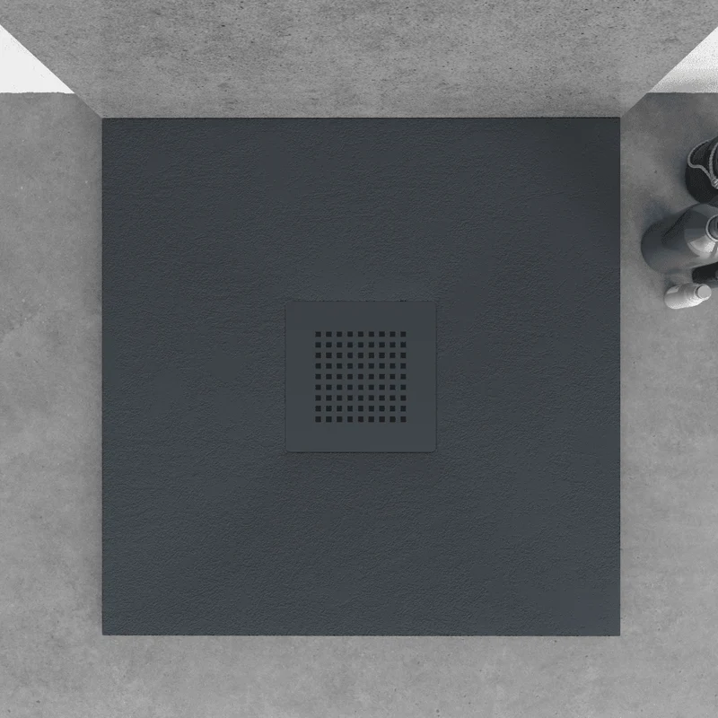 Mineralguss-Duschwanne extra flach SLATE, Schieferoptik, Anthrazit