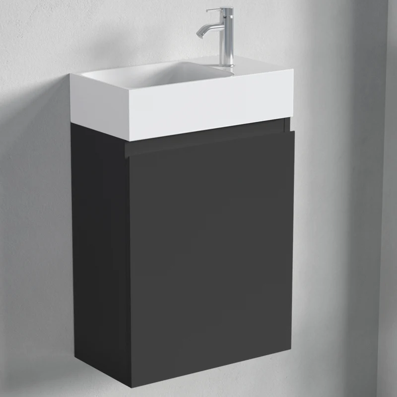 MALIBU Mat Zwart - Wastafel Wit - 40cm