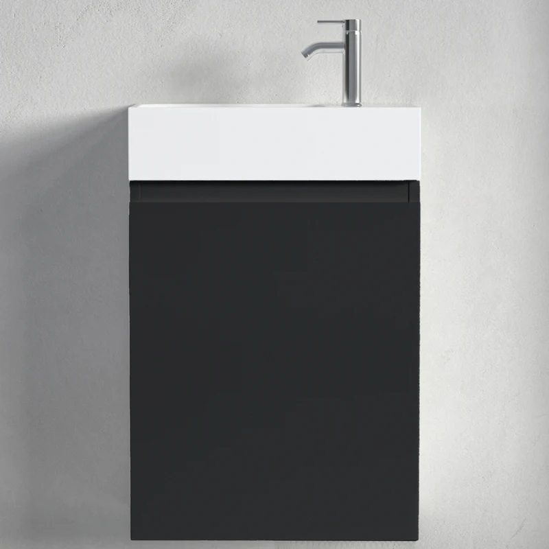 MALIBU Mat Zwart - Wastafel Wit - 40cm