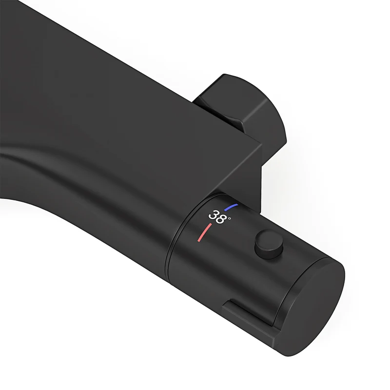Thermostatische badkraan Mat Zwart - 15cm