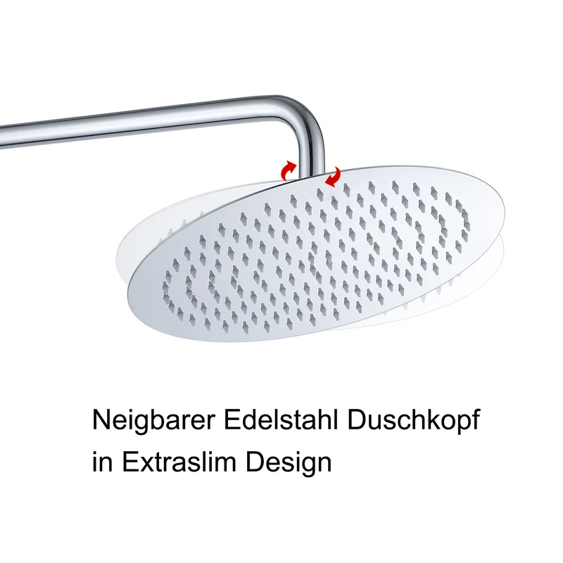 JOHO 304 Edelstahl Duschkopf Regendusche Neigbarer Anti-Kalk Duschkopf