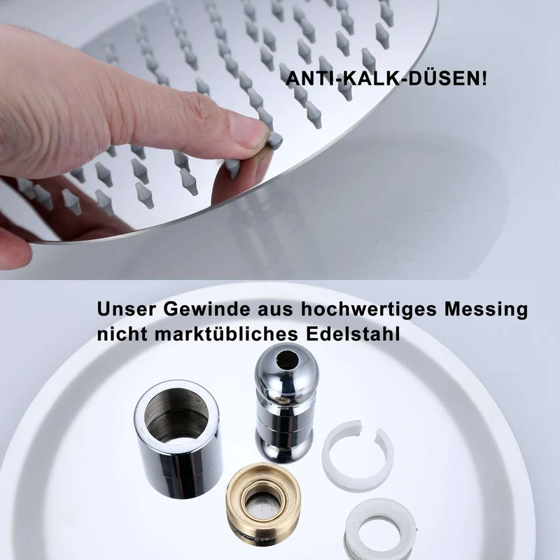 JOHO 304 Edelstahl Duschkopf Regendusche Neigbarer Anti-Kalk Duschkopf