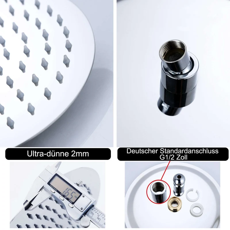 JOHO 304 Edelstahl Duschkopf Regendusche Neigbarer Anti-Kalk Duschkopf