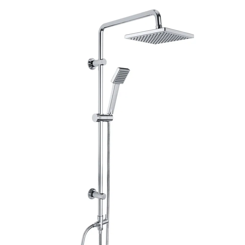 JOHO Edelstahl Duschsystem ohne Duscharmatur Chrom Regenduschset mit ABS Kopfbrause 20x20cm