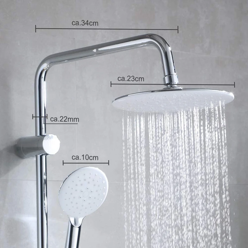 JOHO Regenduschset mit ABS Kopfbrause D23cm