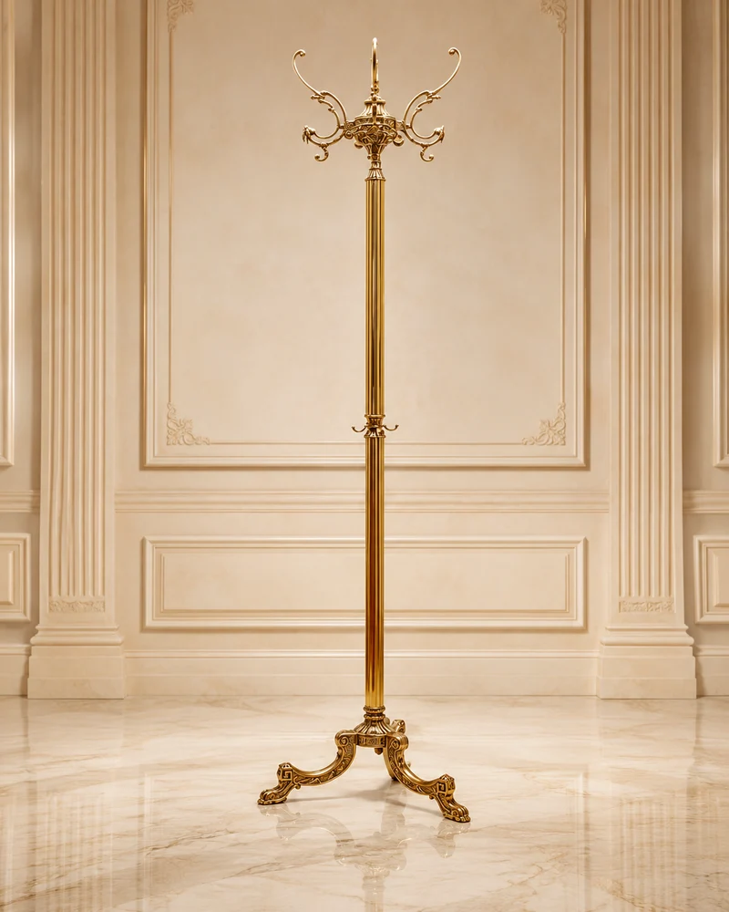 Exkluisver Garderobenständer aus Messing in gold - Vintage Barock Design - freistehend und stabil