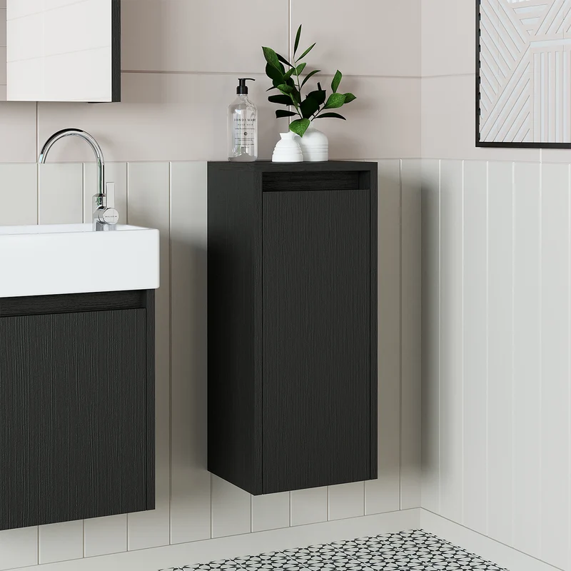 Roomart Badezimmer Seitenschrank, 30 cm, hängend mit Tür und offenem Fach, in 5 Farben