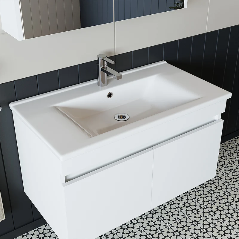 Roomart 3-teiliges Badmöbel-Set ATRIA, 85 cm, mit Keramikbecken und Spiegelschrank, in 4 Farben