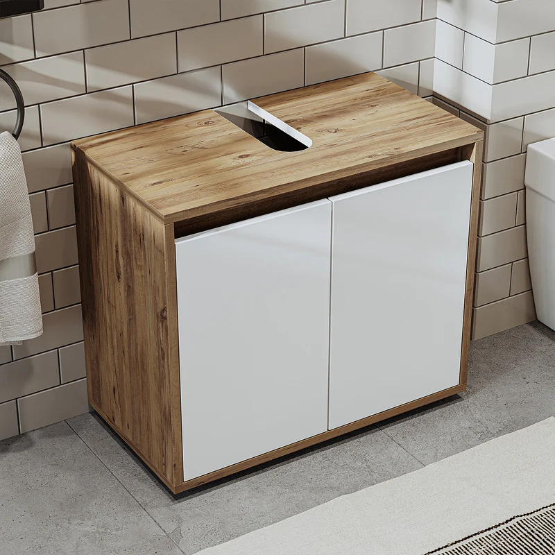 Roomart Badezimmer Unterschrank, 65 cm, ohne Waschbecken, mit 2 Türen, in 4 Farben