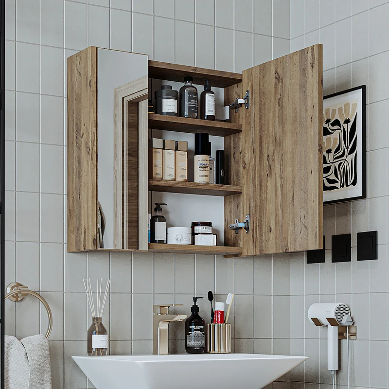 Roomart Badezimmer Spiegelschrank, 60 oder 80 cm, mit Soft-Close-Türen, in 3 Farben