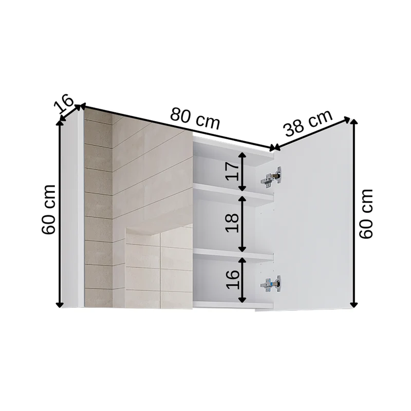 Roomart Badezimmer Spiegelschrank, 60 oder 80 cm, mit Soft-Close-Türen, in 3 Farben