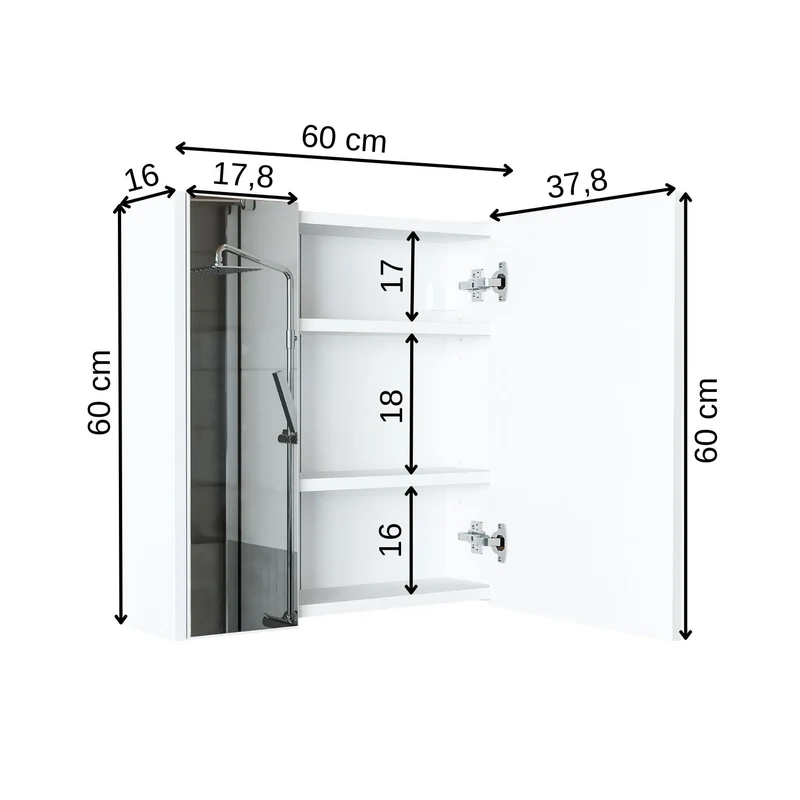 Roomart Badezimmer Spiegelschrank, 60 oder 80 cm, mit Soft-Close-Türen, in 3 Farben