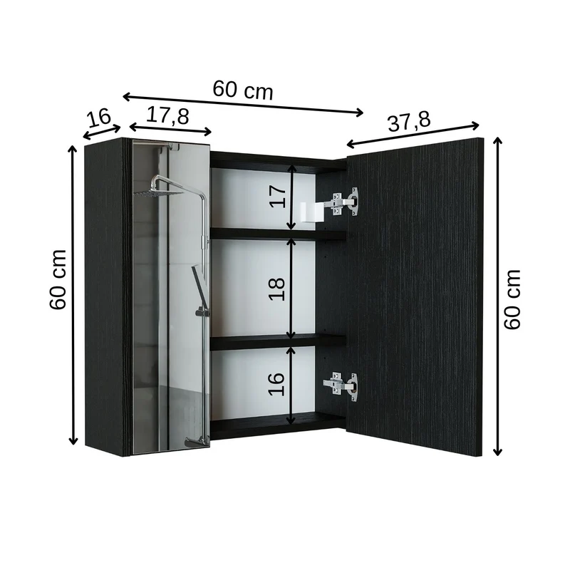 Roomart Badezimmer Spiegelschrank, 60 oder 80 cm, mit Soft-Close-Türen, in 3 Farben