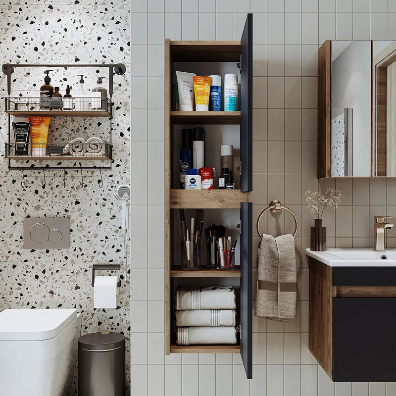 Roomart Badezimmer Hochschrank, 35 cm, hängend mit 4 Fächern, in 5 Farben