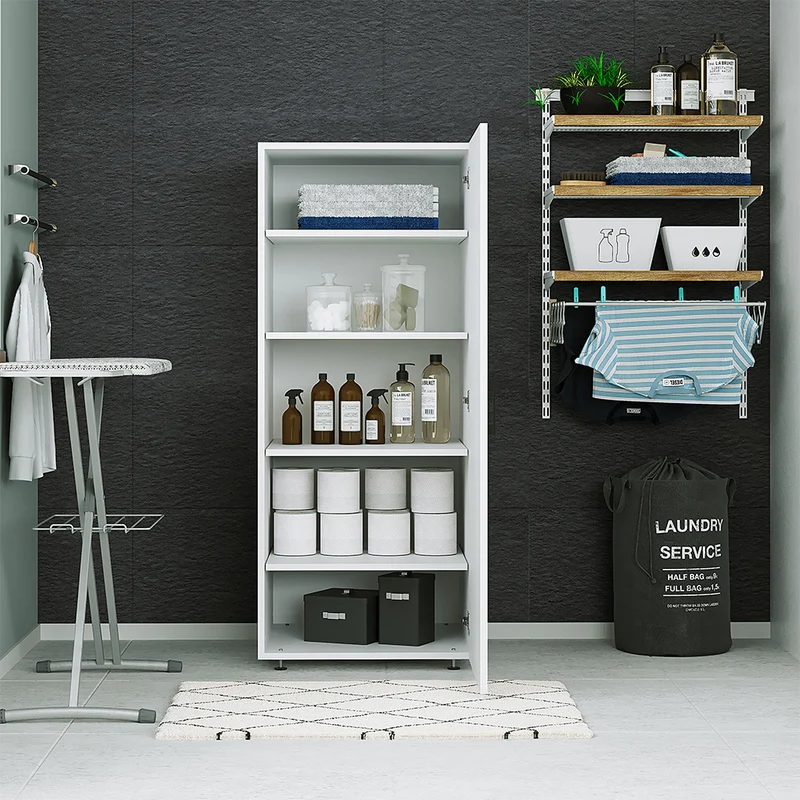 Roomart Hochschrank, 60 cm, 145 cm hoch, Mehrzweckschrank mit Tür, in 2 Farben