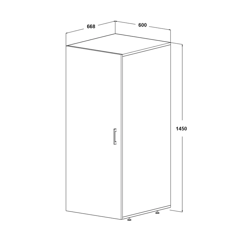 Roomart Hochschrank, 60 cm, 145 cm hoch, Mehrzweckschrank mit Tür, in 2 Farben