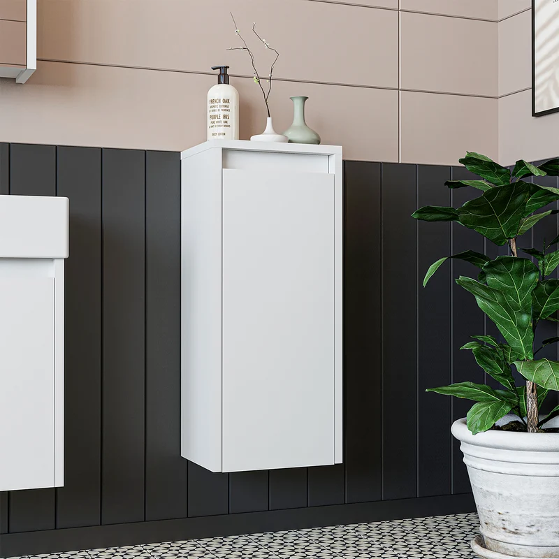 Roomart 4-teiliges Badmöbel-Set MINI, 50 cm, mit Keramikbecken, Spiegel- und Seitenschrank, in 5 Farben