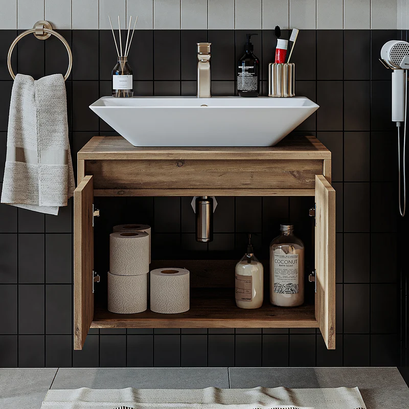 Roomart ATLANTIC Waschtisch mit Unterschrank, 65 cm, mit oder ohne Aufsatzbecken, in 5 Farben